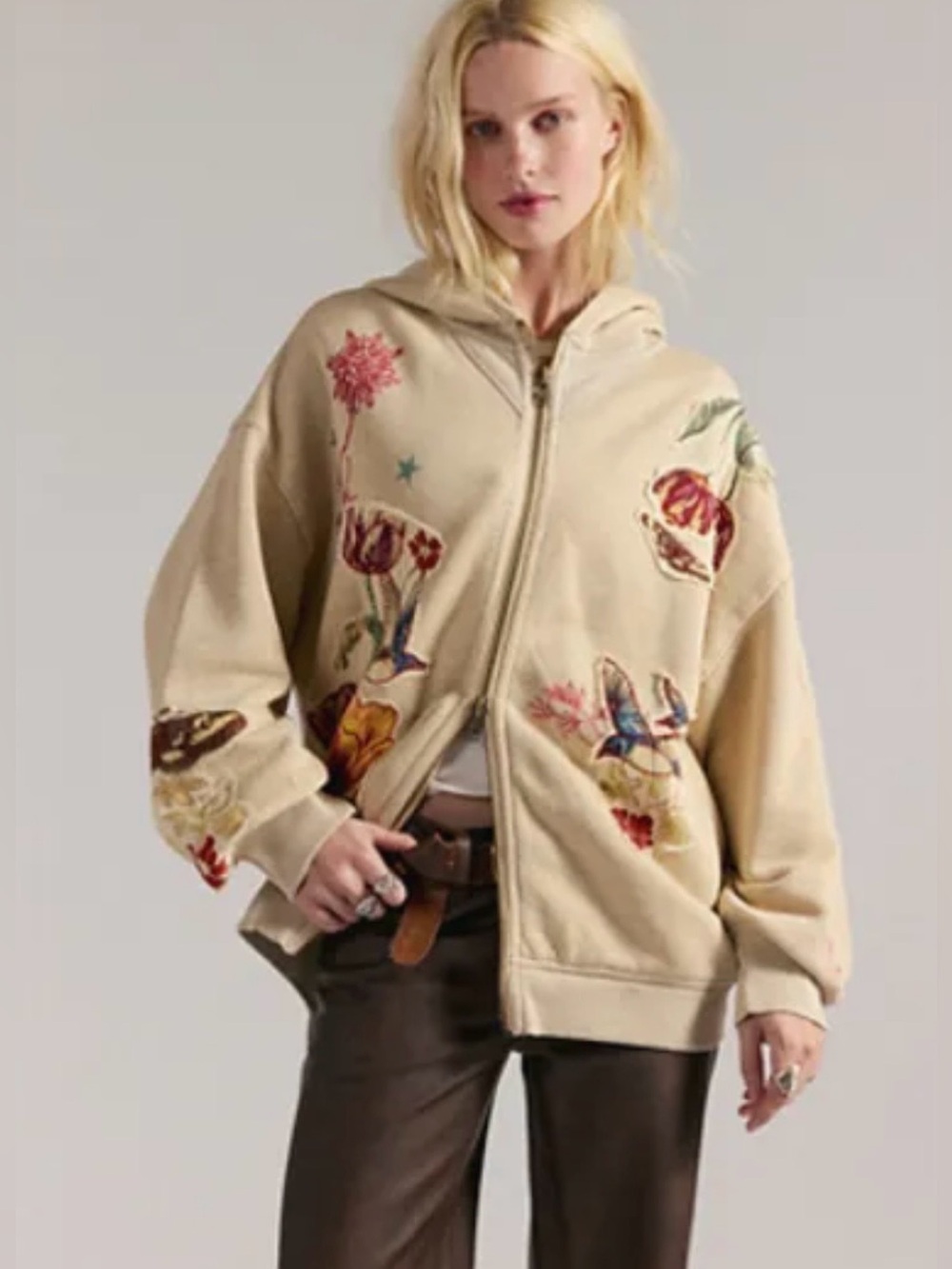 free people grandma’s garden hoodie size large NWT